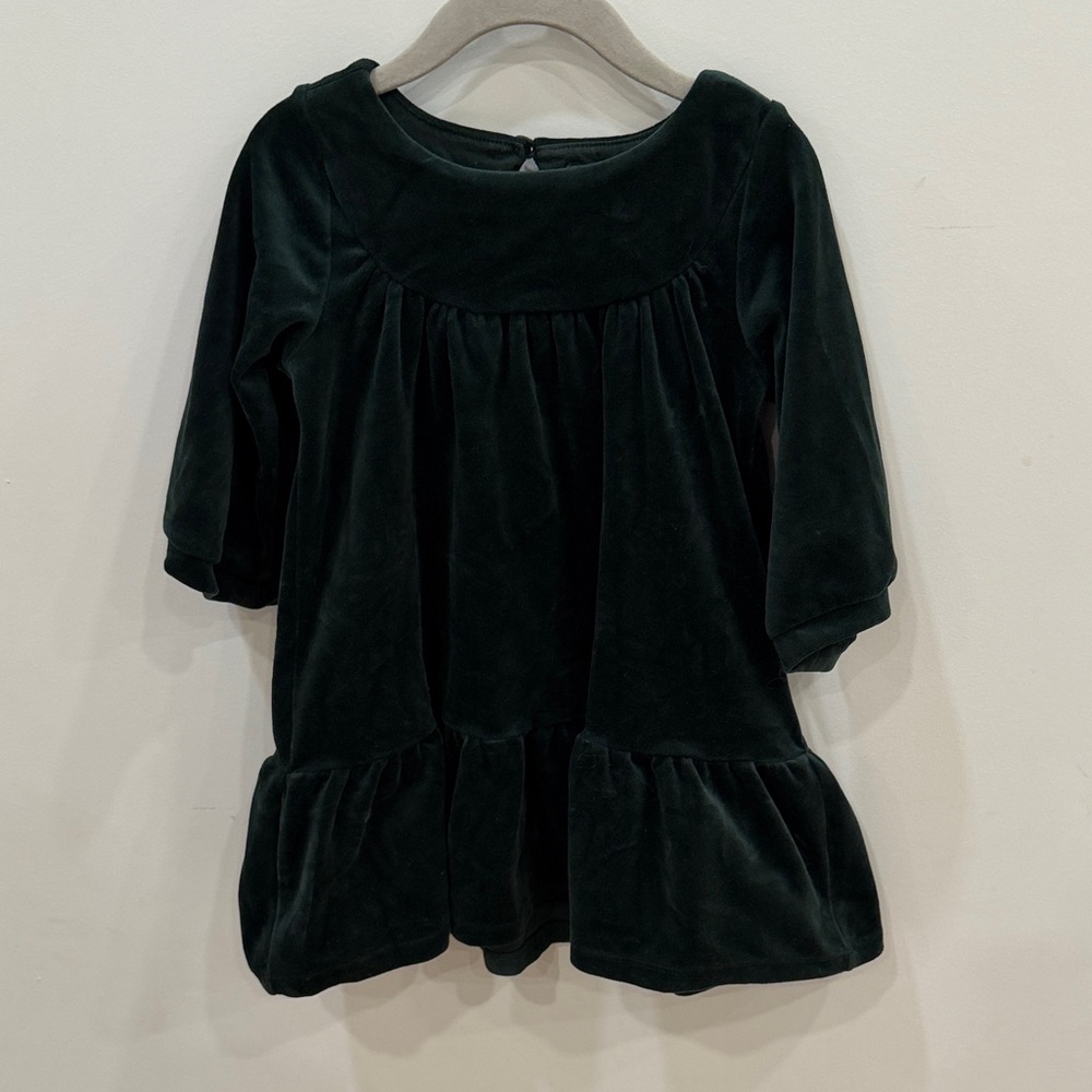 Tea Collection Elegant Green Velvet Kids Dress
